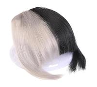 Namzi Frangia sintetica con clip, frangia finta con tempie, extension per capelli da donna, con frangia ricurva naturale, extension per capelli da indossare tutti i giorni, argento e nero