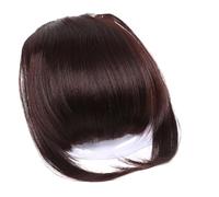 Namzi Frangia sintetica con clip, frangia finta con tempie, extension per capelli da donna, con frangia ricurva naturale, extension per capelli da indossare tutti i giorni, marrone cioccolato