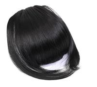 Namzi Frangia sintetica con clip, frangia finta con tempie, extension per capelli da donna, con frangia ricurva naturale, extension per capelli da indossare tutti i giorni, nero corvino