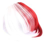 Namzi Frangia sintetica con clip, frangia finta con tempie, extension per capelli da donna, con frangia ricurva naturale, extension per capelli da indossare tutti i giorni, bianco e rosso