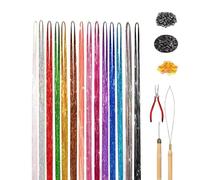 Namzi Kit di extension per capelli glitterate da 122 cm, 14 colori, con strumenti, resistenti al calore, accessori per capelli da fata per donne, ragazze, bambini,