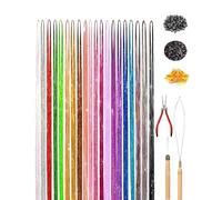 Namzi Kit di extension per capelli glitterate da 122 cm, 20 colori, con strumenti, resistenti al calore, accessori per capelli da fata per donne, ragazze, bambini