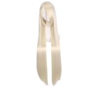 Namzi Parrucca da donna lunga e liscia, 100 cm, naturale, con frangia, resistente al calore, sintetica, colorata, per cosplay, feste in costume, uso quotidiano, parrucca da donna, colore: bianco