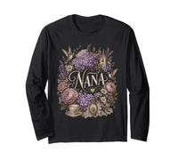 Nana Floral Hummingbird Garden Nonna Lavanda Bloom Maglia a Manica