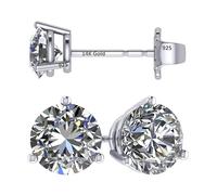 NANA Orecchini in oro massiccio 14K ed argento sterling con zirconi Pure Brilliance simil-diamante da 1,5 ct a 4 ct (Argento rivestito in platino, 1.50)