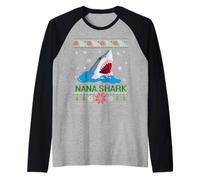 Nana Shark divertente pigiama natalizio abbinato Maglia con Maniche Raglan