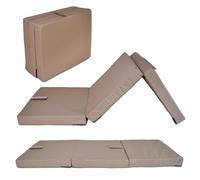 nana shop Materasso pieghevole in 3 pezzi, 200 x 60 x 10 cm, impermeabile, pieghevole, materasso per ospiti, materasso pieghevole, materasso da campeggio (beige)