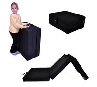 nana shop Materasso pieghevole per ospiti, materasso pieghevole in 3 pezzi, altezza 10 cm, materasso pieghevole, letto pieghevole, a cubo (nero, 180 x 65 x 10)