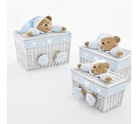 NANAN Baule in Vimini con Peluche 61 x 34 x 32 cm Azzurro Puccio Piccolo 12032PA