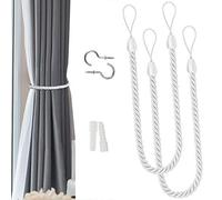 NANAOUS 2 Fermatende per Tende, Corda per Tende con Fermatenda Fatti a Mano, in Cotone Naturale Lavorato a Maglia, Fermatende per Tende Trasparenti e Oscuranti in Corda di Cotone (Bianco)