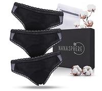 NANASPHERE Mutande Assorbenti Mestruali Set di 3 + Sacco Lavaggio | Donna Ciclo Flusso Abbondante | Cotone Organico | Slip Mestruale Donna | Incontinenza Perdita Urinaria Post Parto Adolescente (XXL)