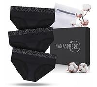 NANASPHERE Mutande Assorbenti Mestruali Set di 3 + Sacco Lavaggio | Donna Ciclo Flusso Abbondante | Cotone Organico | Slip Mestruale Donna | Incontinenza Perdita Urinaria Post Parto Adolescente