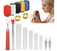 NANASUGUR 36 Pezzi Aghi per Cucire a Mano, Set Cucito & Kit Cucito in Acciaio, con Infila-Ago, Scucitore e Rocchetti di Filo, Portatile per Principianti, Adulti, Riparazioni, Viaggi e Fai da Te