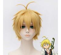 NANATASU NO TAIZAI Sins Dragon's Sin of Wrath Meliodas Parrucca cosplay 30cm Corto Dritto Anime Costume Party Parrucca sintetica Meliodas biondi