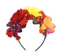 NanaVivi - Cerchietto per capelli con motivo floreale, motivo floreale, motivo: corona dei morti - rosso - Medium