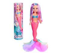 Nancy coral, bambola nancy da 42 cm sirenetta con coda in tessuto colorato, con lunghi capelli, per bambine/i da 3 anni