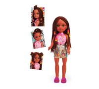 Nancy - Un giorno con le trecce mora, bambola trecce e accessori per creare diversi look, per bambine e bambini dai 3 anni, Famosa (NAC20000)