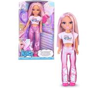 Nancy, un giorno con look brillante, capelli rosa, con gemme colorate e applicatore