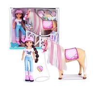 Nancy - Una giornata con il suo cavallo, bambola articolata e cavallo,spazzola-spugna che fa apparire meches sulla criniera, per bambine/i dai 3 anni, Famosa (NAC49000)