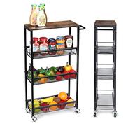 Nandae Carrello Carrellino Slim Stretto Salvaspazio Cucina Bagno Ripostiglio con Ripiani e 4 Ruote, Scaffale Portaoggetti Multiuso Portavivande Carrello da Cucina a 4 Piani