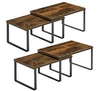 Nandae Ripiani portaoggetti impilabili da Cucina,Salvaspazio Espandibile Organizer Cucina Scaffale, bambù Scaffale Portaspezie, Piatti Organizer Set di 4