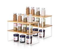 Nandae Ripiani portaoggetti impilabili da Cucina, Salvaspazio Espandibile Organizer Cucina Scaffale, espandibili e impilabili, per bagno, cucina, lavanderia, bianco