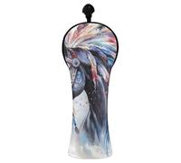 Nander - Copritesta per mazze da golf con cavalli indiani, per conducente/fairway/ibrido, 1 confezione da 1 copritesta da golf in pelle PU con etichetta numerata