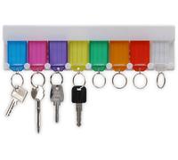 NANDEYIBI Portachiavi con 8 diversi ciondoli colorati - Include etichette per scrivere e anelli in metallo - per un facile fissaggio - sempre ordine e tenuta ottimale - in plastica