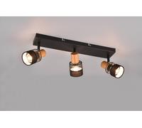 NANDINI BARRA 3 SPOTS ORIENTABILI METALLO CON DIFFUSORE CON PARALUME E LEGNO L. 59CM ATTACCO E14