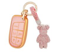 NANGAEBPPW Custodia Chiave Per Jeep Per Grand Per Cherokee Per Renegade Per Dodge RAM Per Durango Per Challenger Per Chrysler 5 Pulsanti(Rosa,Model 2)