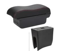 NANGAEBPPW Per Dacia Per Spring Bracciolo Per R&enault Per K-ZE Scatola Bracciolo Auto Pelle Superficie Curva Scatola Bracciolo Centrale(B1 Nero rosso 3USB)