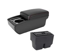 NANGAEBPPW Per F&ord Per Fiesta Portabracciolo Per F&ord Per Fiesta MK7 Bracciolo Auto 2009-2017 Scatola Di Archiviazione Bracciolo Centrale(A1 Nero rosso SENZA USB)