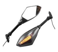NANGAEBPPW Specchietto Retrovisore Moto Universale Con Vite 10 Mm Specchietti Laterali Con Indicatori Di Direzione LED 1 Paio Con Indicatore Di Direzione A LED(Modello in fibra di carbonio)