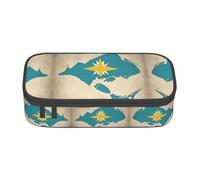 nanger Astuccio portamatite con carta delle Bahamas con stampa isole - grande capacità - organizer per cancelleria estetica con cerniera, Nero , taglia unica, Arte Eeco