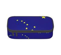 nanger Astuccio portamatite con cerniera, grande capacità, motivo bandiera dello stato dell'Alaska, Nero , taglia unica, Arte Eeco