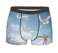 nanger Flock Of Birds Print Boxer da uomo, traspirante, morbido, elastico, confortevole, biancheria intima classica, nero, Small