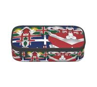 nanger Map03 - Astuccio portamatite con bandiera delle Isole Turks e Caicos, grande capacità, con chiusura lampo, Nero , taglia unica, Arte Eeco