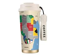 nanger Sud Sudan Composizione Mappa 316 Acciaio Inox Isolato Tazza Da Caffè Vuoto Tazza Con Coperchio A Prova Di Perdite, Tenere Caldo O Freddo