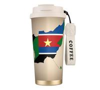 nanger Tazza da caffè isolata in acciaio inossidabile 316 con bandiera del Sud Sudan con stella gialla, tazza sottovuoto con coperchio a prova di perdite, mantiene caldo o freddo