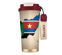 nanger Tazza da caffè isolata in acciaio inossidabile 316 con bandiera del Sud Sudan con stella gialla, tazza sottovuoto con coperchio a prova di perdite, mantiene caldo o freddo