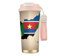 nanger Tazza da caffè isolata in acciaio inossidabile 316 con bandiera del Sud Sudan con stella gialla, tazza sottovuoto con coperchio a prova di perdite, mantiene caldo o freddo