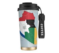 nanger Tazza da caffè isolata in acciaio inossidabile 316 con mappa della bandiera del Sud Sudan, tazza sottovuoto con coperchio a prova di perdite, mantiene caldo o freddo