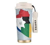 nanger Tazza da caffè isolata in acciaio inossidabile 316 con mappa della bandiera del Sud Sudan, tazza sottovuoto con coperchio a prova di perdite, mantiene caldo o freddo