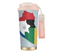 nanger Tazza da caffè isolata in acciaio inossidabile 316 con mappa della bandiera del Sud Sudan, tazza sottovuoto con coperchio a prova di perdite, mantiene caldo o freddo