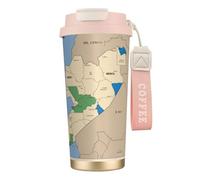 nanger Tazza da caffè isolata in acciaio inossidabile 316 con mappa di posizione del Sud Sudan con coperchio a prova di perdite, mantiene caldo o freddo