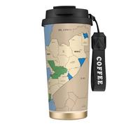 nanger Tazza da caffè isolata in acciaio inossidabile 316 con mappa di posizione del Sud Sudan con coperchio a prova di perdite, mantiene caldo o freddo
