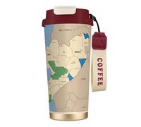 nanger Tazza da caffè isolata in acciaio inossidabile 316 con mappa di posizione del Sud Sudan con coperchio a prova di perdite, mantiene caldo o freddo