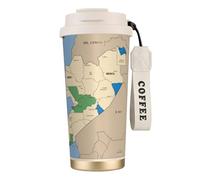 nanger Tazza da caffè isolata in acciaio inossidabile 316 con mappa di posizione del Sud Sudan con coperchio a prova di perdite, mantiene caldo o freddo