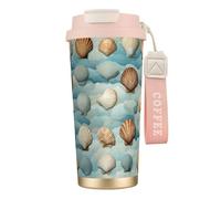 nanger Tazza da caffè isolata in acciaio inossidabile 316 Sea Shell con coperchio a prova di perdite, mantiene caldo o freddo