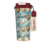 nanger Tazza da caffè isolata in acciaio inossidabile 316 Sea Shell con coperchio a prova di perdite, mantiene caldo o freddo